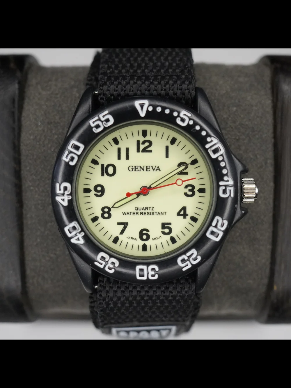 Geneva RW-34 Men's Quartz Sport Watch Luminous Dial Black Nylon Band Japan Movt